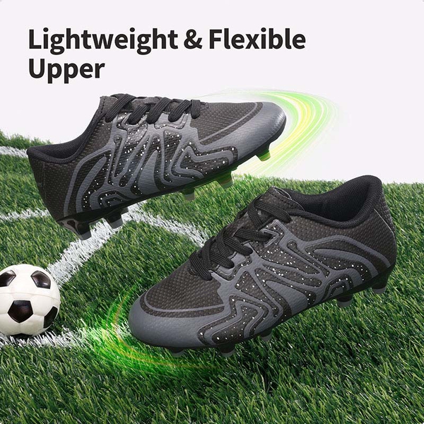 Boys & Girls Soccer Cleats - BLACK DARK GREY WHITE - 1